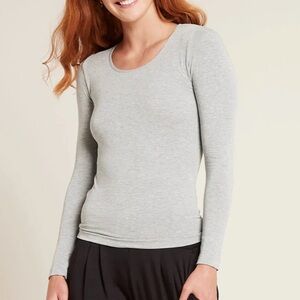 NEW BOODY LONG SLEEVE TOP LIGHT GREY MARL size: S